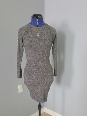 Heather Gray Long-Sleeve Knit Bodycon Dress